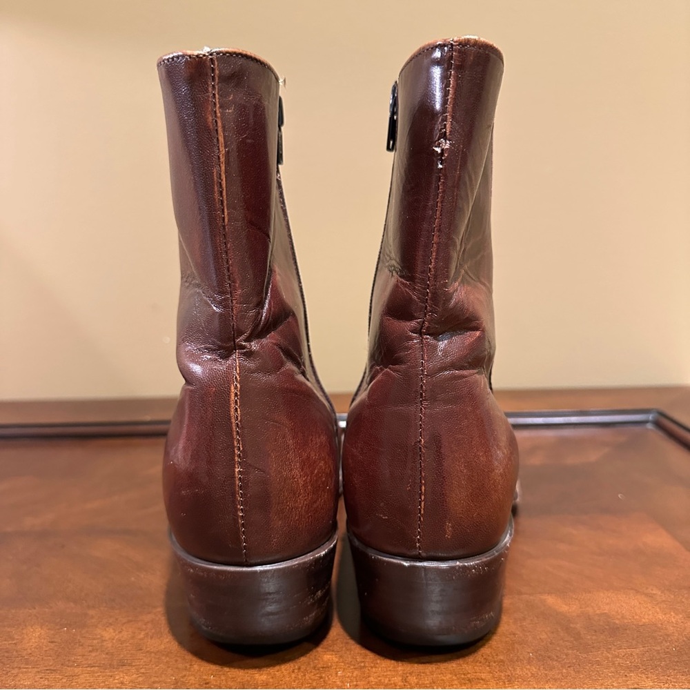 Dan Post Men's Brown Leather Zip Up Ankle Cowboy Boots, Size 10 B - Picture 5 of 9